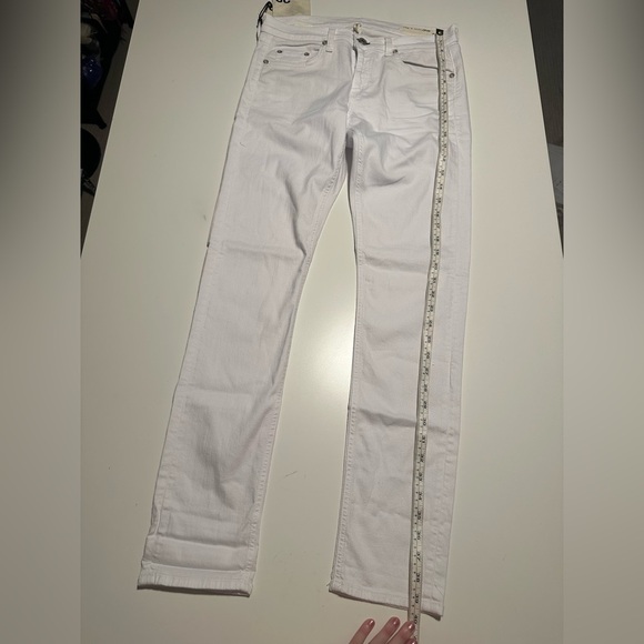 NEW Rag & Bone The Dre Boyfriend Skinny Jeans White Denim Size 28 - Picture 7 of 9
